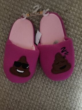 Pink Emoji Slippers with Poop Emoji